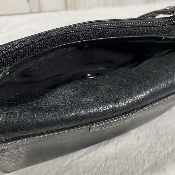 FOSSIL Black Pebbled Leather Wallet Studded Flower Long Bi-fold Boho Pockets - Picture 6 of 9